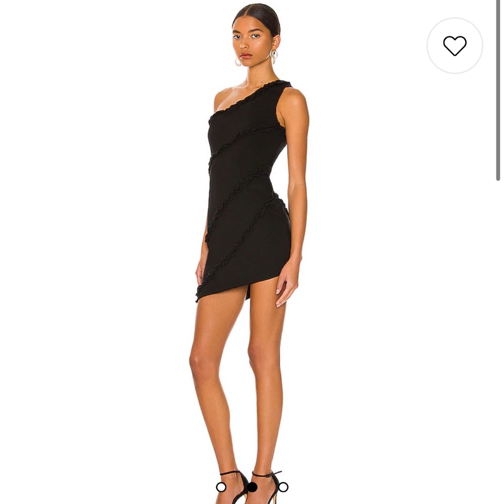 One Shoulder Revolve Black Dress With Ruffle Details, Size XS